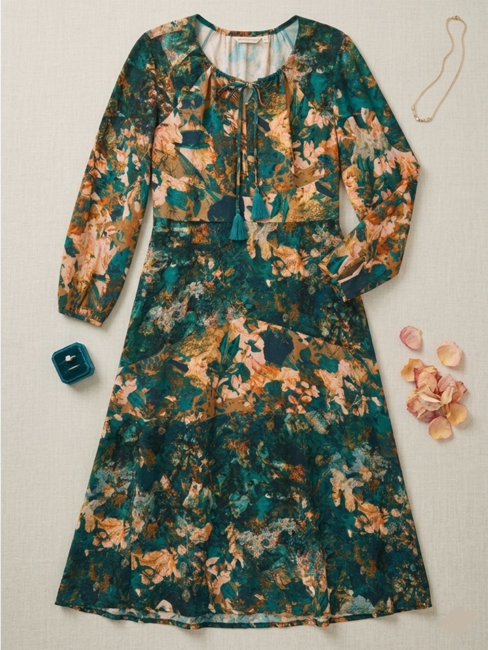 Soft Surroundings Dakota Floral Maxi Dress - M - Moody Boho Fall Jewel Tones New